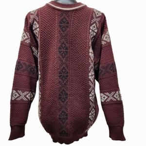 VTG Fisherman Core CRICKETEER Burgundy Patterned Unisex Knit Sweater (M)